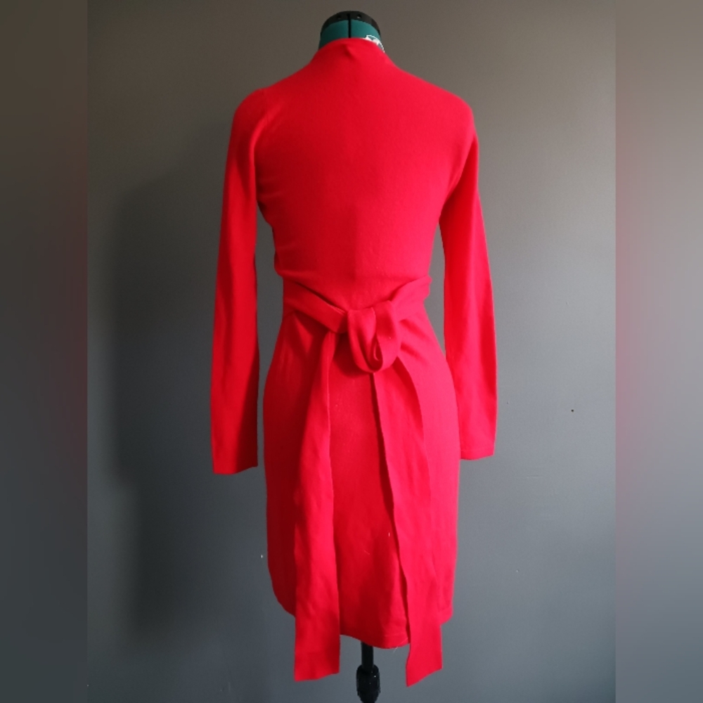 NWT Diane von  Furstenberg Cashmere/ Woll Red Wrap Dress Size P - Picture 2 of 10
